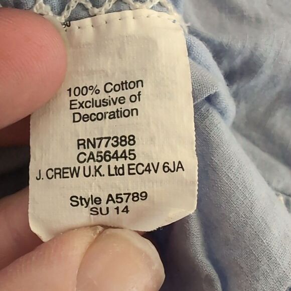 J.Crew Factory Small Blue Embroidered Blouse - Picture 8 of 8